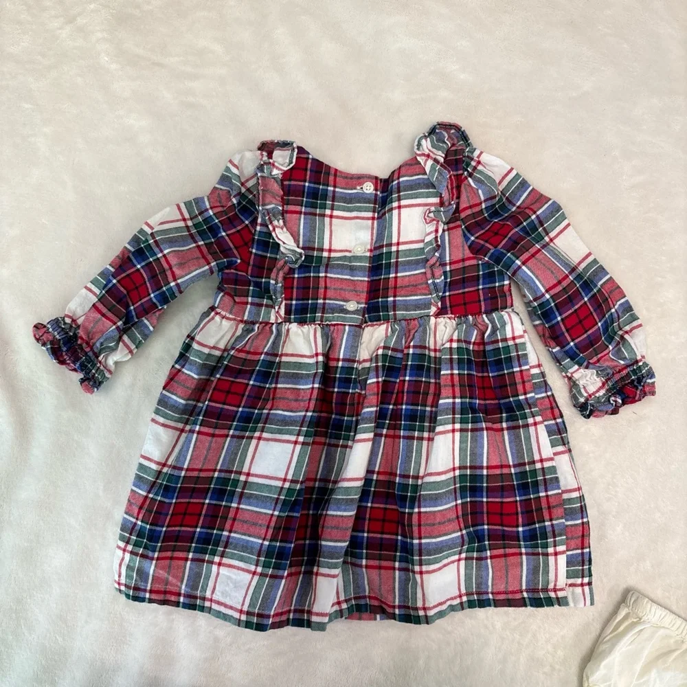 Gap 6-12 months long sleeve baby dress Christmas plaid